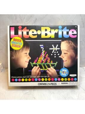 Lite Brite Kids Retro Style Toy 214 Pegs Magic Screen Fun Game Complete Set